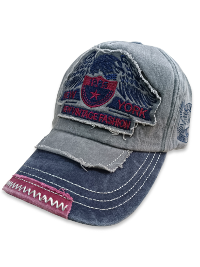 Newyork Vintage Gri Lacivert Beyzbol Şapka