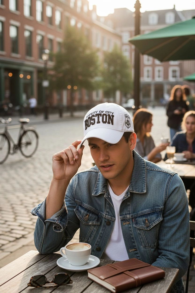 Boston Vintage Beyaz Kep Şapka