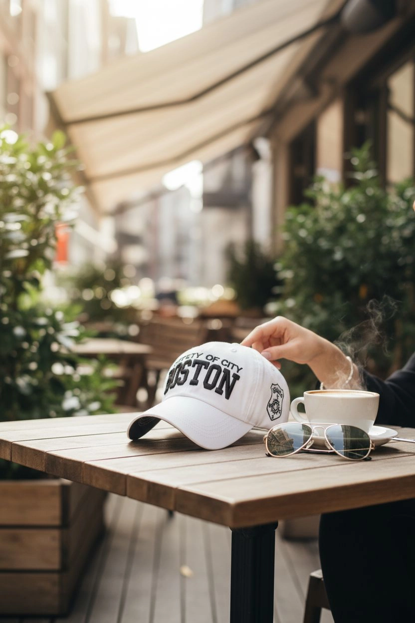 Boston Vintage Beyaz Kep Şapka