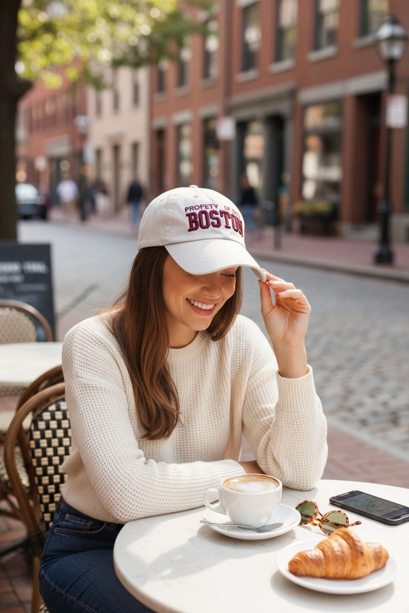 Boston Vintage Krem Kep Şapka