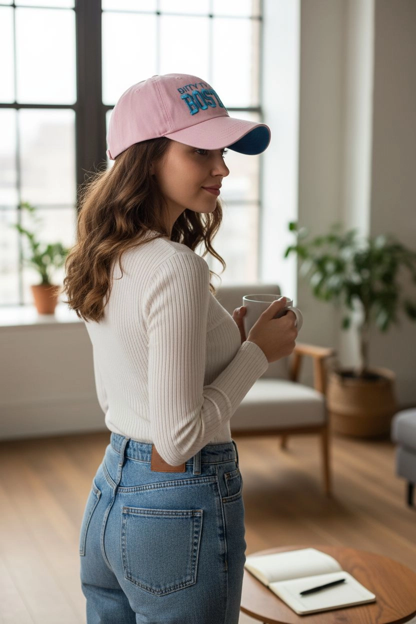 Boston Vintage Pembe Kep Şapka