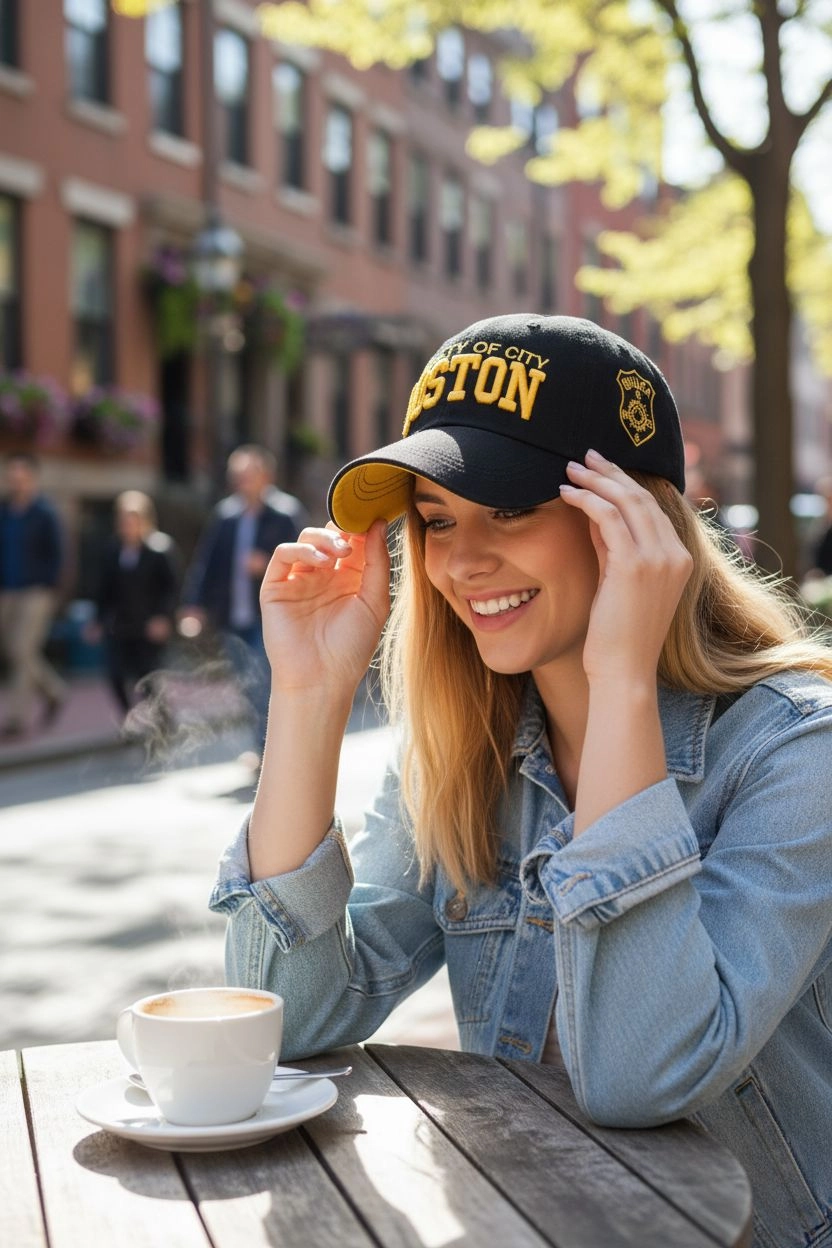 Boston Vintage Sarı Logolu Siyah Kep Şapka