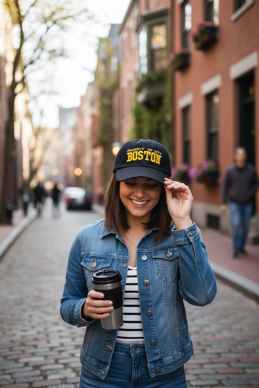 Boston Vintage Sarı Logolu Siyah Kep Şapka