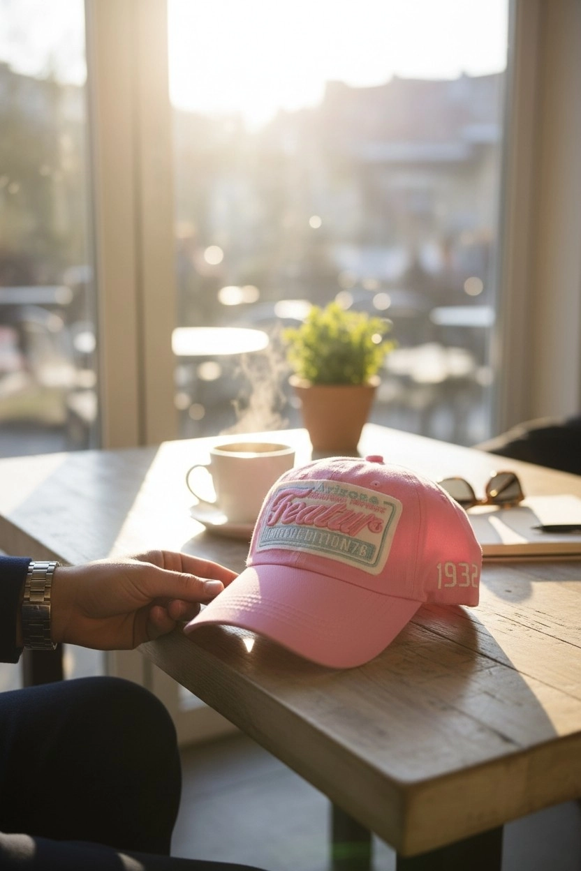 Featur Vintage Pembe Beyzbol Şapka