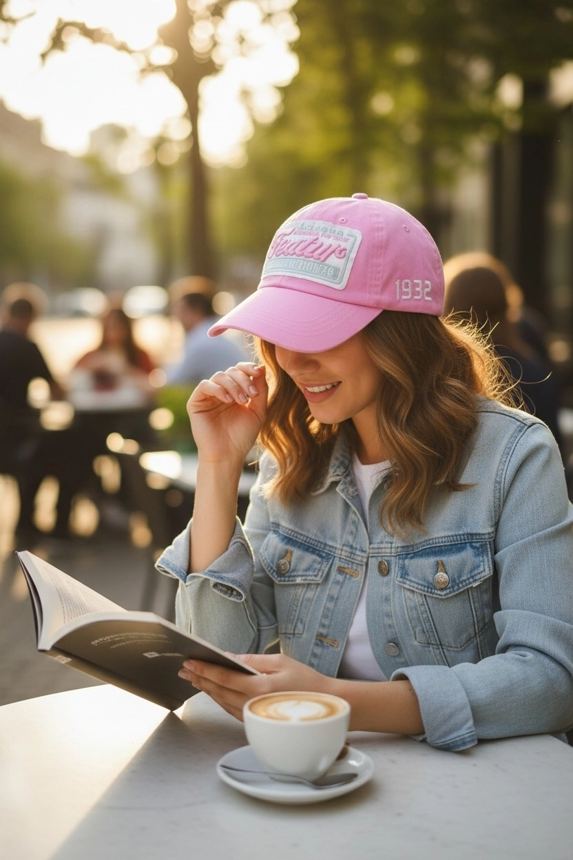 Featur Vintage Pembe Beyzbol Şapka