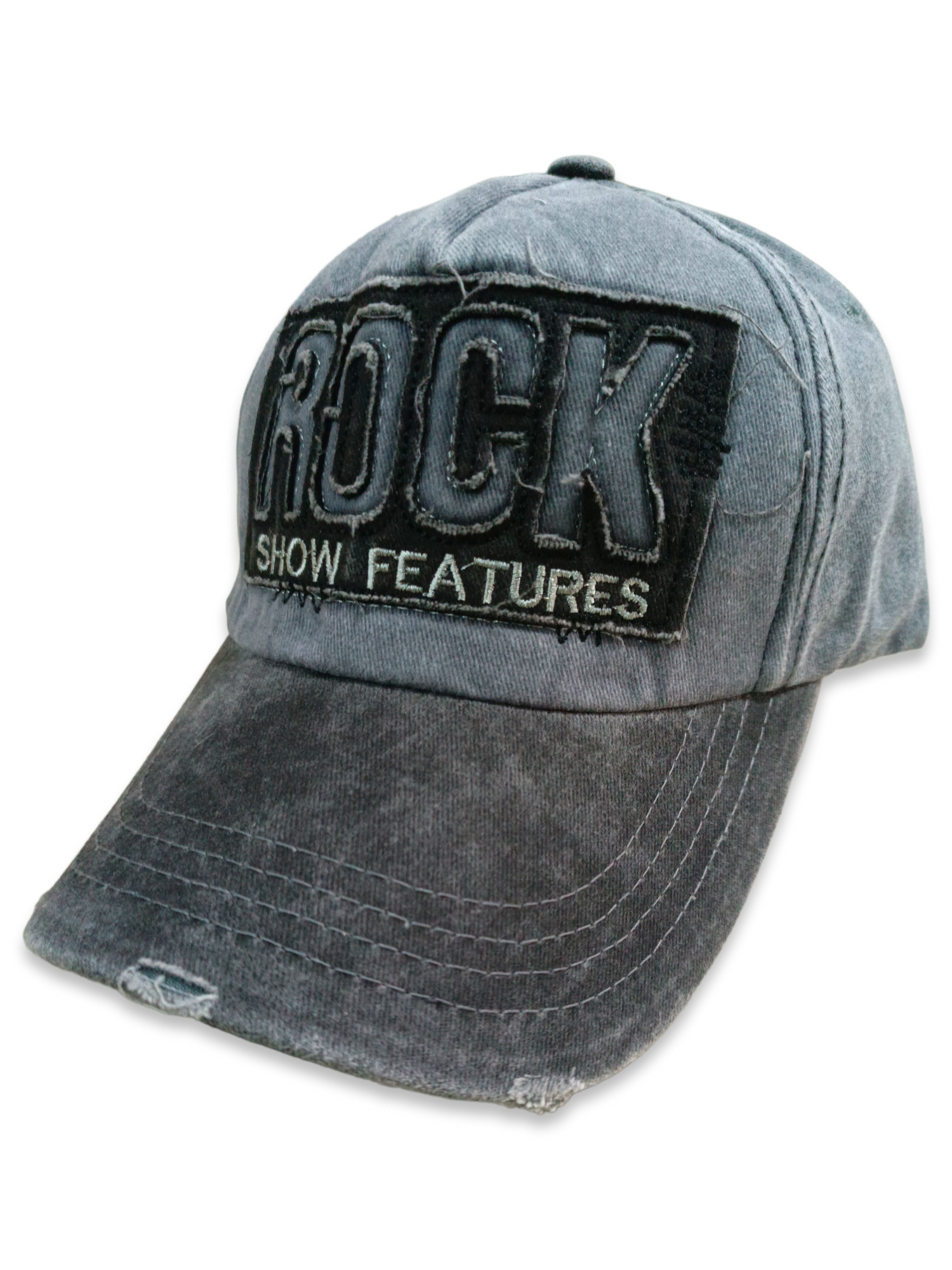 Rock Vintage Gri Siyah Beyzbol Şapka