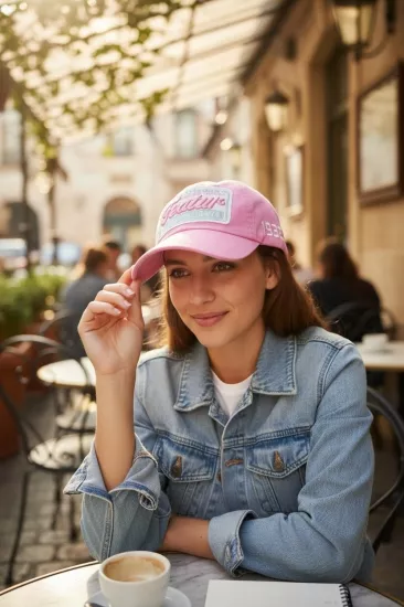Featur Vintage Pembe Beyzbol Şapka