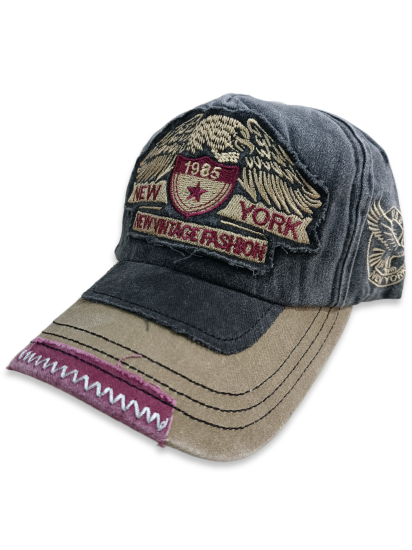Newyork Vintage Siyah Bej Beyzbol Şapka
