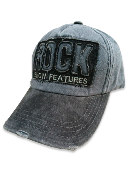 Rock Vintage Gri Siyah Beyzbol Şapka