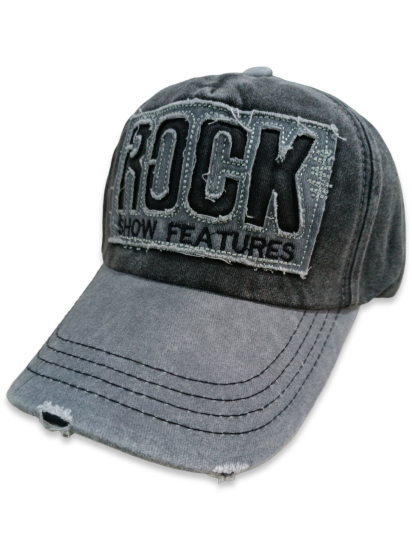 Rock Vintage Siyah Gri Beyzbol Şapka