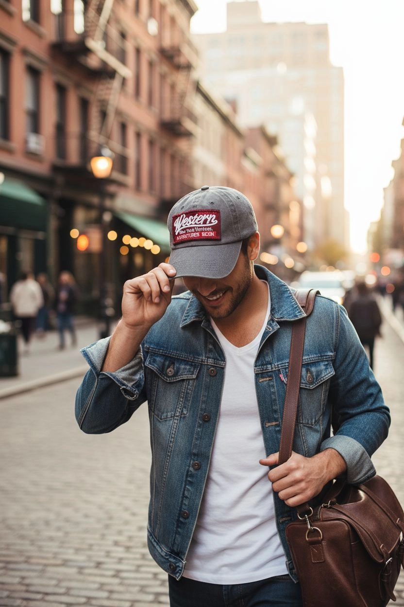 Western Vintage Eskitme Gri Kep Şapka