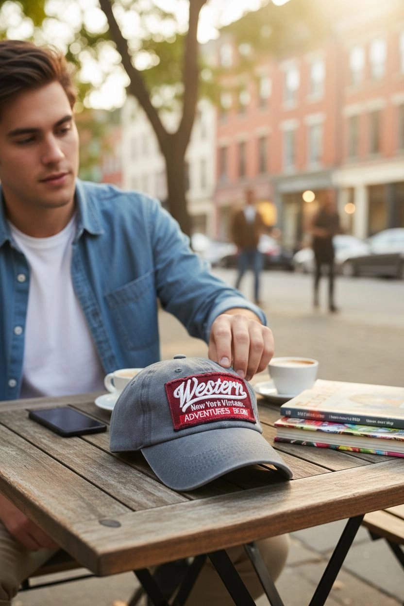 Western Vintage Eskitme Gri Kep Şapka