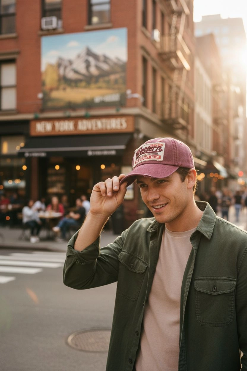 Western Vintage Eskitme Kırmızı Kep Şapka