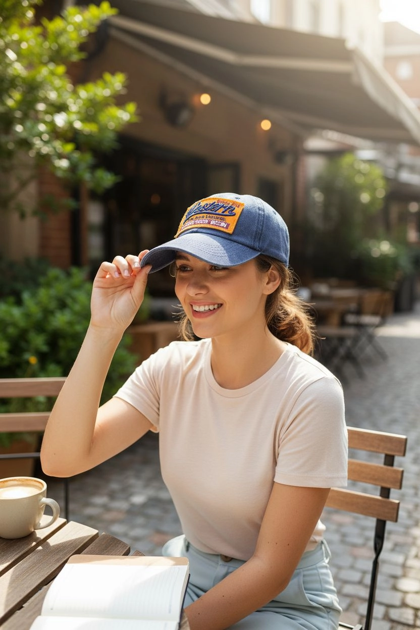 Western Vintage Eskitme Lacivert Kep Şapka