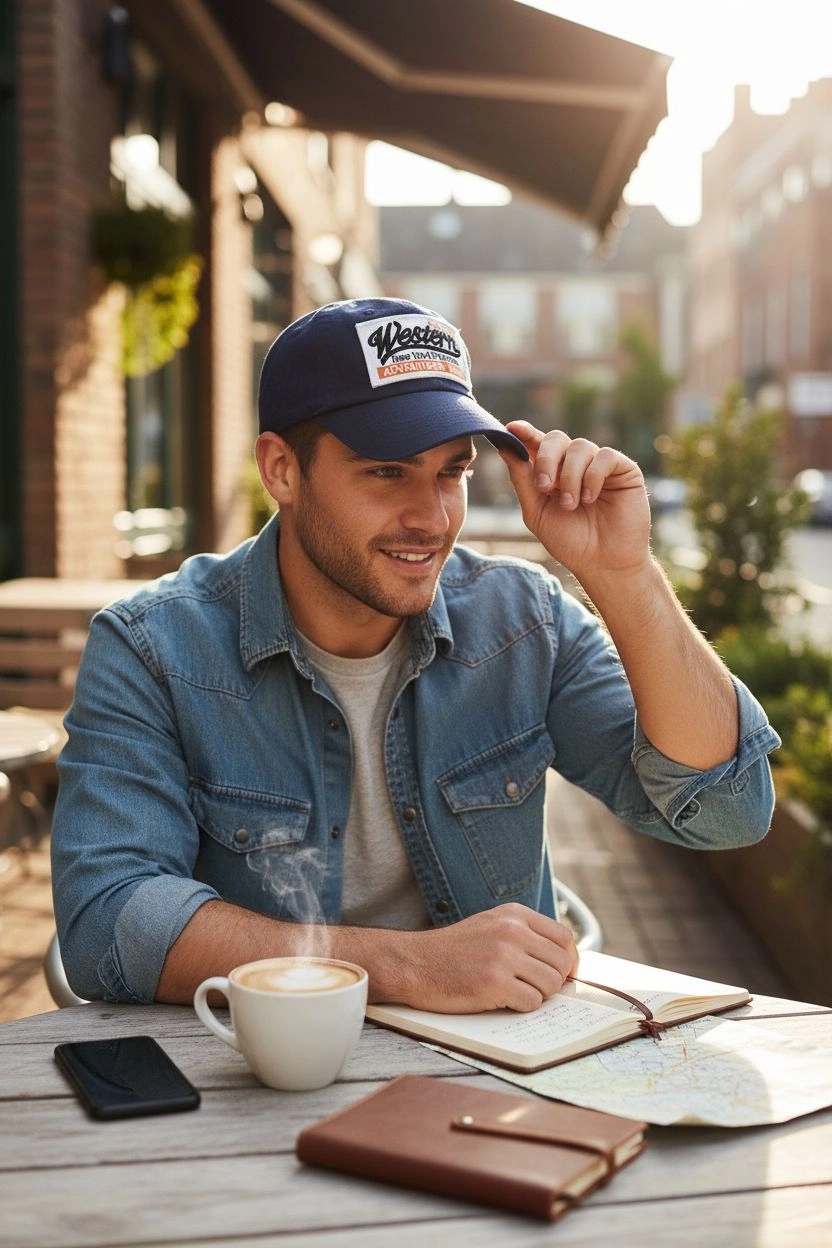 Western Vintage Lacivert Kep Şapka