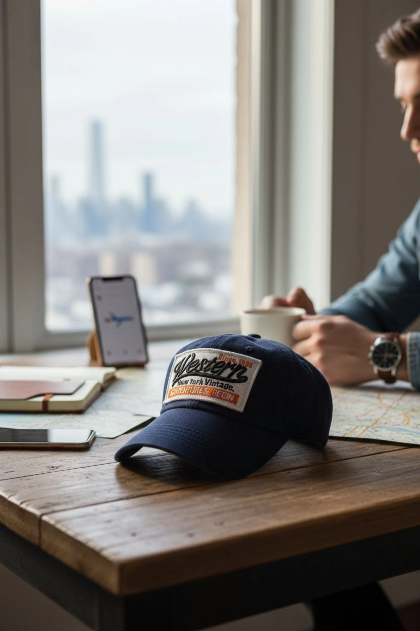 Western Vintage Lacivert Kep Şapka